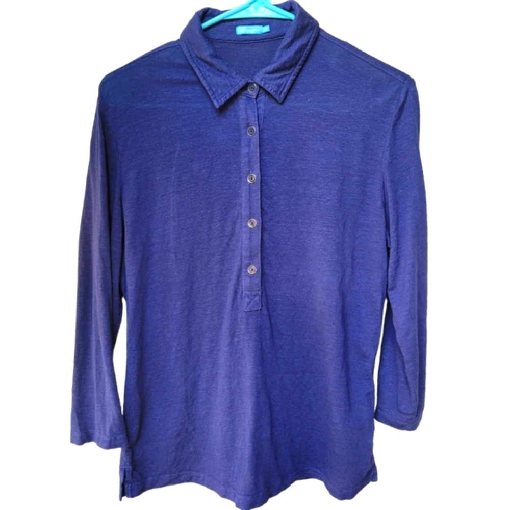 J.McLaughlin Brynn Linen Blend Blue Top Size M